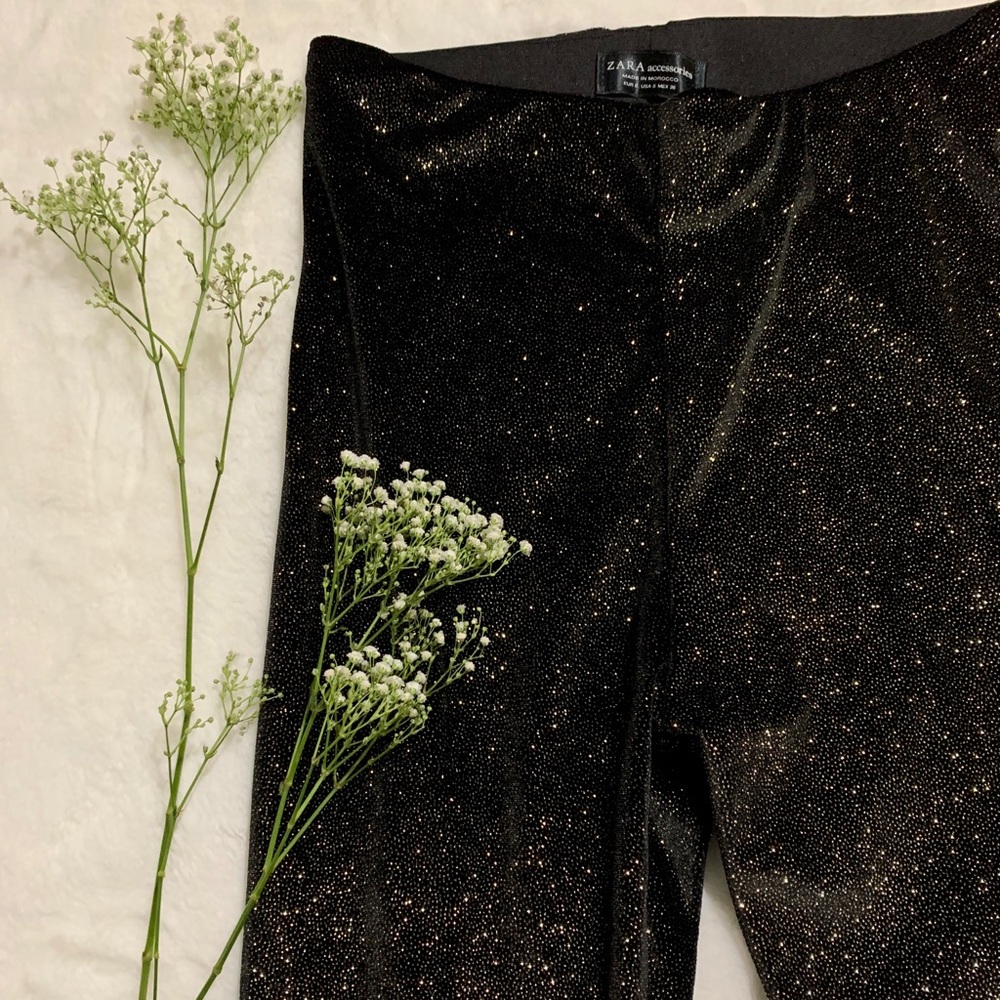 ZARA Black & Gold Sparkle Leggings⚡️